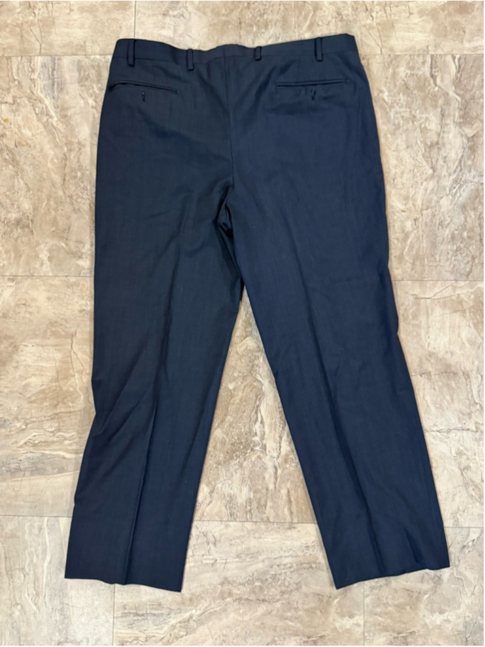 Zanella Dress Pants 38x28 Navy Blue Wool Flat Front Lined Trousers Made in Italy - Picture 6 of 6
